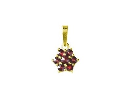 Silver pendant with czech garnet, gold plated - flower                                              