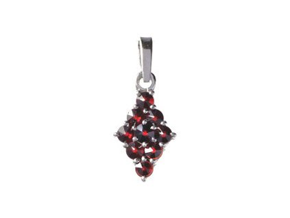 Silver pendant with czech garnet, rhodium plated - tip                                              