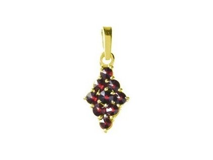 Silver pendant with czech garnet, gold plated - tip                                                 