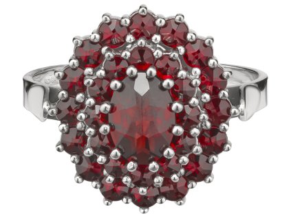 Silver ring with czech garnet, rhodium plated - oval                                                