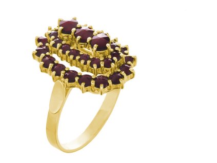 Silver ring with czech garnet, gold plated - oval                                                   