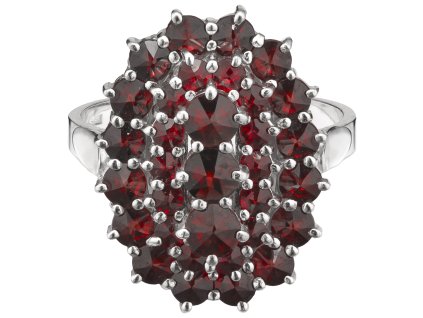 Silver ring with czech garnet, rhodium plated - oval                                                