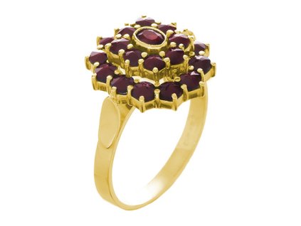 Silver ring with czech garnet, gold plated - oval                                                   