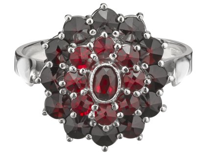 Silver ring with czech garnet, rhodium plated - oval                                                