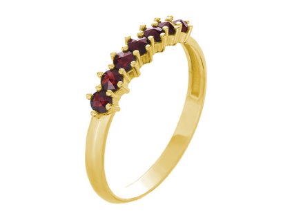 Silver ring with czech garnet, gold plated - line                                                   