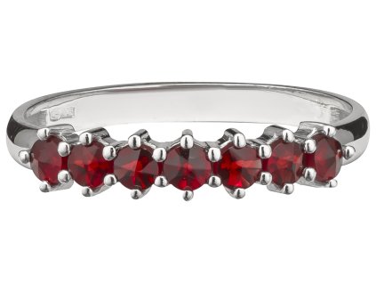 Silver ring with czech garnet, rhodium plated - line                                                