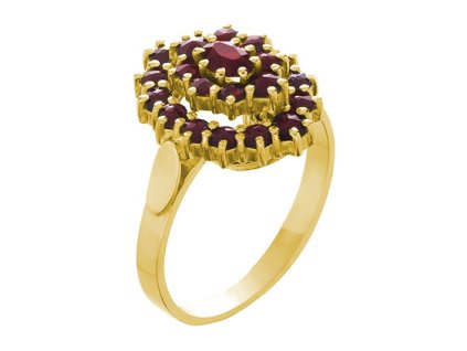 Silver ring with czech garnet, gold plated - oval                                                   
