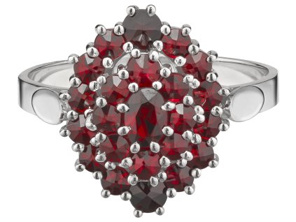 Silver ring with czech garnet, rhodium plated - oval                                                