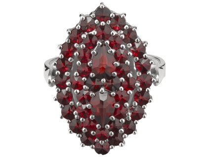 Silver ring with czech garnet, rhodium plated - oval                                                
