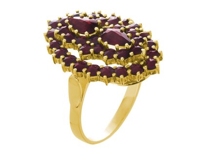 Silver ring with czech garnet, gold plated - oval                                                   