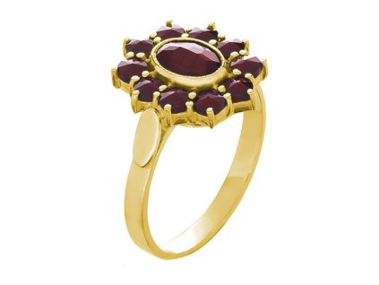 Silver ring with czech garnet, gold plated - oval                                                   