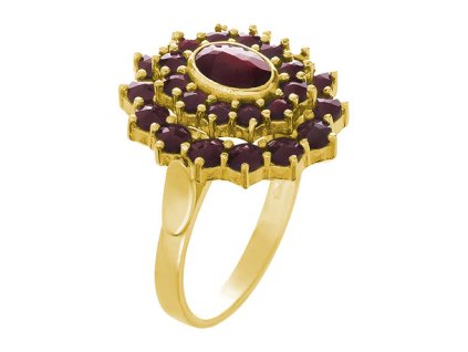 Silver ring with czech garnet, gold plated - oval                                                   