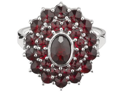 Silver ring with czech garnet, rhodium plated - oval                                                