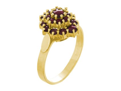 Silver ring with czech garnet, gold plated - oval                                                   