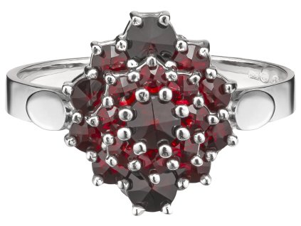 Silver ring with czech garnet, rhodium plated - oval                                                