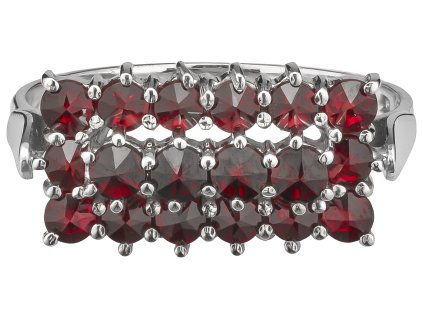 Silver ring with czech garnet, rhodium plated - rectangle                                           