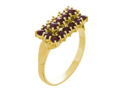 Silver ring with czech garnet, gold plated - rectangle                                              