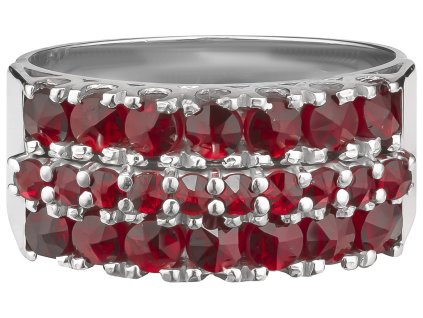 Silver ring with czech garnet, rhodium plated - rectangle                                           