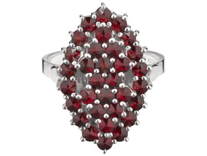 Silver ring with czech garnet, rhodium plated - oval                                                