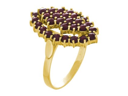 Silver ring with czech garnet, gold plated - oval                                                   