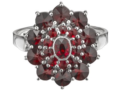 Silver ring with czech garnet, rhodium plated - oval                                                