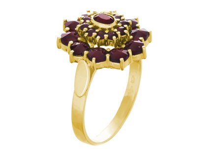 Silver ring with czech garnet, gold plated - oval                                                   
