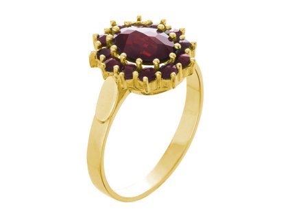 Silver ring with czech garnet, gold plated - oval                                                   