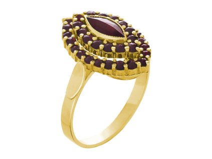 Silver ring with czech garnet, gold plated - oval                                                   