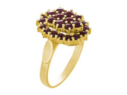 Silver ring with czech garnet, gold plated - oval                                                   