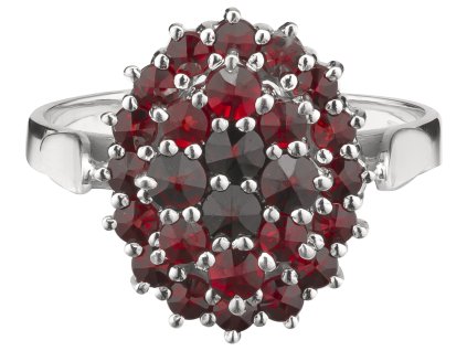 Silver ring with czech garnet, rhodium plated - oval                                                