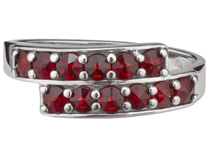Silver ring with czech garnet, rhodium plated - line                                                