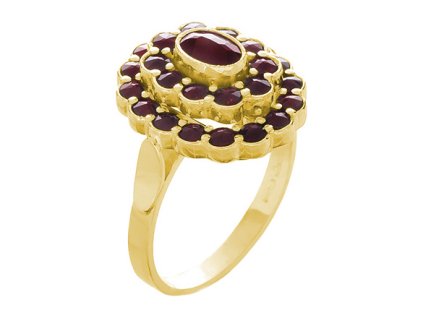 Silver ring with czech garnet, gold plated - oval                                                   