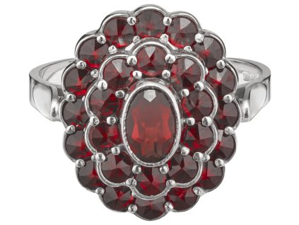 Silver ring with czech garnet, rhodium plated - oval                                                