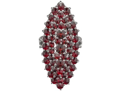 Silver ring with czech garnet, rhodium plated - oval                                                