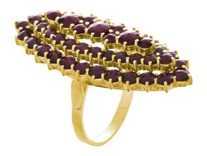 Silver ring with czech garnet, gold plated - oval                                                   
