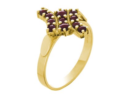 Silver ring with czech garnet, gold plated                                                          