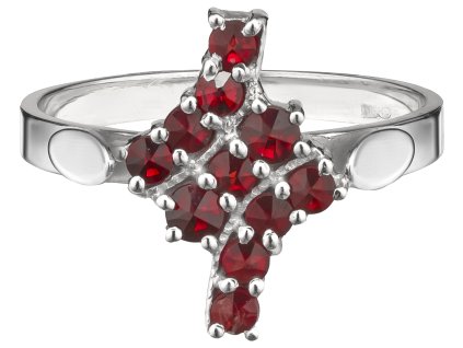 Silver ring with czech garnet, rhodium plated                                                       