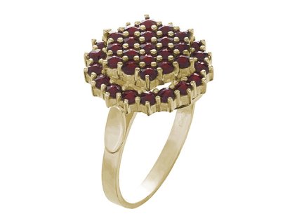 Silver ring with czech garnet, gold plated - circle                                                 