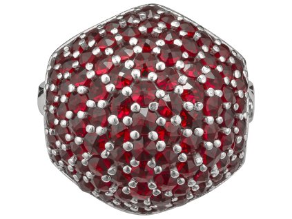 Silver ring with czech garnet, rhodium plated - raspberry                                           