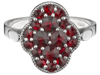 Silver ring with czech garnet, rhodium plated                                                       