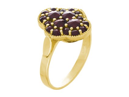 Silver ring with czech garnet, gold plated                                                          