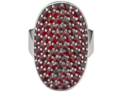 Silver ring with czech garnet, rhodium plated - oval                                                