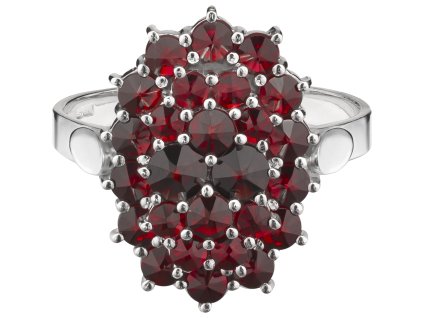 Silver ring with czech garnet, rhodium plated - oval                                                