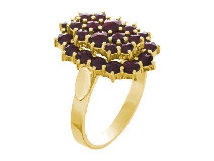 Silver ring with czech garnet, gold plated - oval                                                   