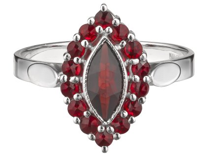 Silver ring with czech garnet, rhodium plated - tip                                                 