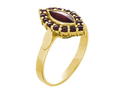 Silver ring with czech garnet, gold plated - tip                                                    