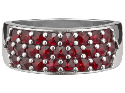 Silver ring with czech garnet, rhodium plated - line                                                