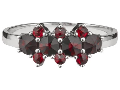 Silver ring with czech garnet, rhodium plated                                                       