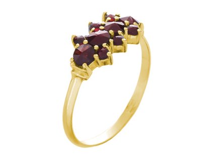 Silver ring with czech garnet, gold plated                                                          