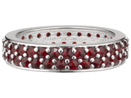 Silver ring with czech garnet, rhodium plated - line                                                